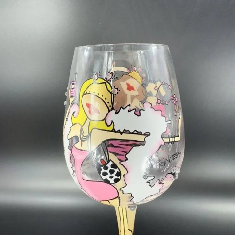Lolita Love My Martini Princess Hand Painted Martini Glass Jeweled‎ Drink Glass